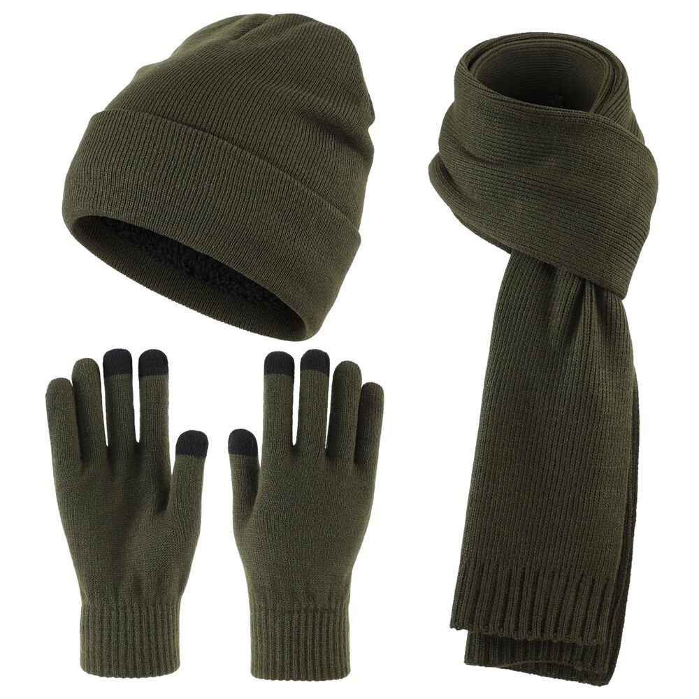 5259 Knit Beanie Hat Scarf Gloves Cold Weather Set Long Neck Scarf